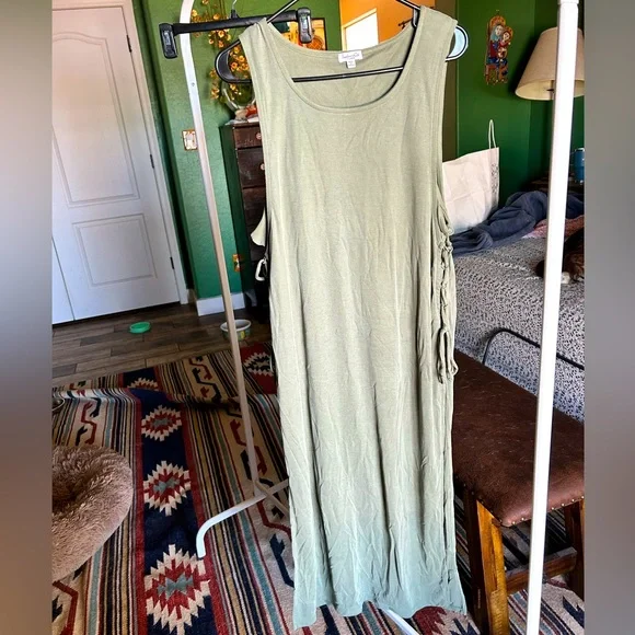 Splendid | Dresses | Splendid 2 Layer Soft Olive Green Ribbed Tank Top Dress  | Poshmark